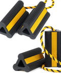 Heavy Duty Rubber Wheel Chocks With 52 Inch Rope, 2 Pair Non Slip Tire Stopper Blocks For RVs, Campers, Trucks, High Visibility