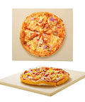 13x13 Inch Cordierite Pizza Stone For Ooni 12 Ovens with cooked pizza on top, showcasing even heating and baking.