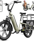 Family Electric Bike With Built In Child Seat For Safe Family Rides 1500W Peak Motor 20 Inch Fat Tire Ebike in beige with app