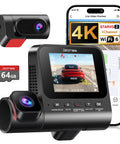 3 Channel Dash Cam For Cars Front And Rear With 4K Video And Cabin Cam HDR Night Vision Ride Ready 24 Hour Parking Mode