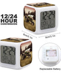 Vintage Tractor Photo Farm Alarm Clock With LED Display For Bedroom Digital Clock With Seven Color Changing Night Light Sleep Training And Built In Sound Machine OK To Wake For Heavy Sleepers