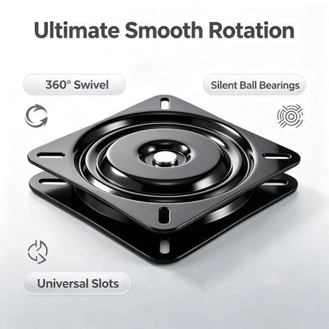 Two Piece 7 Inch Boat Seat Swivel With Flat Pedestal Base Black Marine Replacement Gear delivering smooth full 360 spin with silent ball bearings.