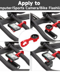 Close-up of aero bar bike GPS mount with GoPro adapter for 22.2mm and 22.4mm handlebars, showing integrated sports camera and light bracket.