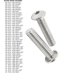 316 Stainless Button Socket Head Cap Screw Kit Bagged Assortment With 1585 Pieces Durable Silver Finish