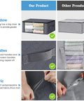 Comparison of 6-Pack Clothes Organizer Storage Bags Foldable Storage Box With Large Clear Window And Sturdy Handles For Closet Dorm Pillows Bedding Clothes Toys Blankets 35L Grey with other product, featuring clear window, reinforced handles, and premium fabric.