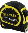 Eight Meter Measuring Tape With Tylon Coated Blade And Tru Zero Hook for Accurate Inside And Outside Measurements, black and yellow casing.