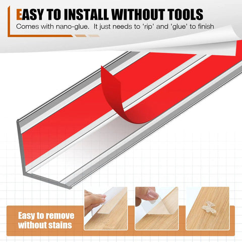 Clear Crystal Pvc Wall Corner Protectors 4 Pack Impact Resistant Corner Guards easy tool-free installation with nano-glue.