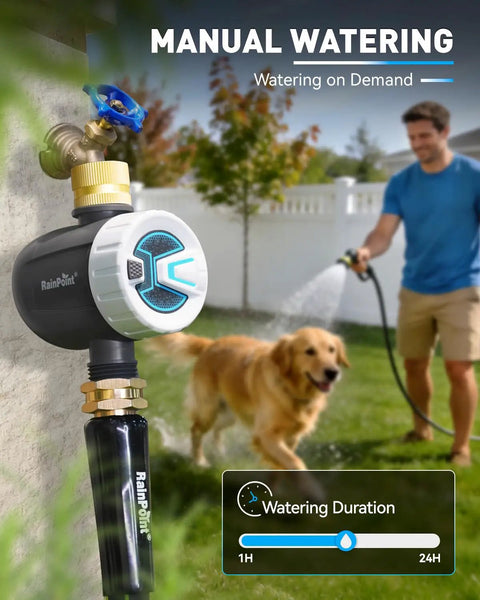 Smart WiFi Water Timer For Garden Hose And Sprinklers With Brass Inlet, Tuya App Control On 2.4Ghz WiFi And Bluetooth, Remote Scheduling