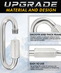 Stainless Steel Chain Quick Links Set Of 6 2.45 Inch 304 Stainless Steel Connectors with smooth thick frame and screw lock