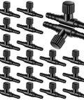 20 Pack T Shaped Aquarium Air Valves For 3 By 16 Inch ID Airline Tubing Black Single Way Control Valve For Fish Tank Accessories Replacement Parts Ideal For DIY Setup And Reliable Aeration Control displayed in a grid