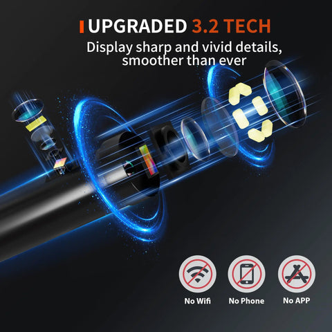 Dual Lens Endoscope Camera With Light For Tight Spaces 1920P HD Borescope For Auto Diagnostics Industrial Machinery HVAC And Plumbing Inspections Pro Grade For Field Ready Tough Use exploded lens diagram