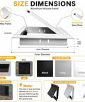 Heavy Duty Push To Open Aluminum Access Panel For Drywall Ceilings And Walls Solid Build with dimensions and color options shown.