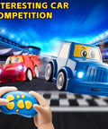 Two Pack Easy Use 2.4 GHz RC Cars For Toddlers And Kids Ages 1 To 6 With Cartoon Design racing on track