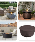 Round Outdoor Fire Pit Cover 48 Inch Diameter 18 Inch High 12 Oz PVC Coated Polyester Waterproof UV and Weather Resistant