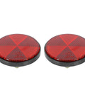 Pair Red Plastic Reflective Warning Reflectors With Universal Screw Mount For Motorcycle And Bike M6x1.0 Thread Durable High Visibility Simple Install Built For Long Lasting Use Ride Ready For Day Or Night Riding front view