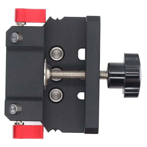 Hit The Mark Every Time Self Centering Doweling Jig With Precise Fine Scale, aluminum alloy drill guide detail view.