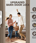 90 Degree Sliding Marn Door Lock With Zinc Alloy Security Flip Latch, Ergonomic Handle, White Finish on door, family in view
