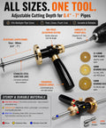 Inside Pipe Cutter For PVC Pipe With One Press Adjustable Depth From 0.4 To 7 Inches, Flush Cut Tool With Diamond Wheel, Fits PVC ABS And More Pipe Sizes, 1/4 Inch Hex Shank For Drill And Impact Driver shown with 50mm guide rod and diamond discs