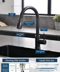 GIMILI Touchless Kitchen Faucet with Pull Down Sprayer, black finish, 14.5 inch height, 2 inch base diameter, modern design.