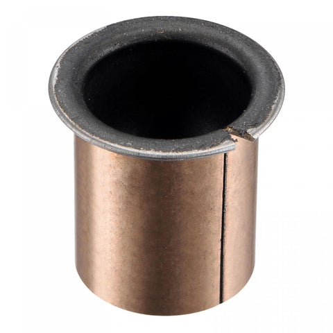 Heavy Duty Flanged Sleeve Bearings Built Tough With Bronze Sintered Surface And Carbon Steel Core Delivers Slippery Smooth Operation Zero Headache Maintenance 25mm Bore 28mm Outer Diameter 35mm Length Two Piece Pack showing a close-up of the bronze bushing.