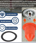 Kickass Magnetic Fire Sprinkler Covers 30 Pack Orange Ceiling Head Guard Paint Shield protecting sprinkler head from paint.