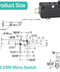 V319M Snap Action Switch dimensions with plastic plunger, highlighting size and specifications for reliable control in projects.