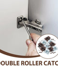 Double Roller Cabinet Door Catches With Spring, Heavy Duty Iron Latches being installed on kitchen cabinet