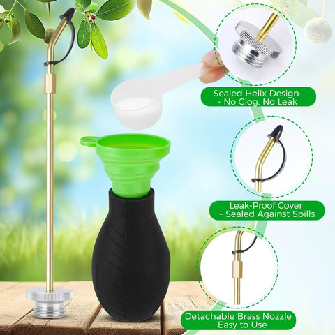 Diatomaceous Earth Duster For Cracks And Crevices, Long Metal Tube Powder Applicator with brass nozzle, black bulb design.