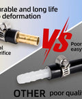 Comparison of Three Eighth Inch Self Sinking Aeration Hose Kit with poor quality material, highlighting durability and cracking issues.