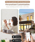 Premium Plug And Play Smart Motorized Blinds With Slick Remote App And Alexa Google Voice Control Total Blackout Rollers Heavy Duty Shades shown in cozy living room with mother and child.