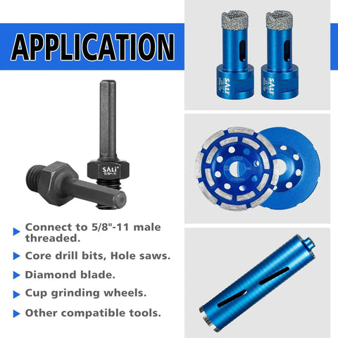 2 Pack Core Drill Bit Adapters 5/8-11 Thread To 3/8 Inch Triangle Shank Heavy Duty Conversion tools and applications