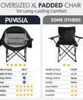 Comparison of Beast Mode Comfort Oversized Camping Chair with standard chair showing size and features