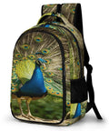 Go To Everyday Carry Unisex Peacock Print Backpack With Full Tail Spread Design, large capacity, durable polyester