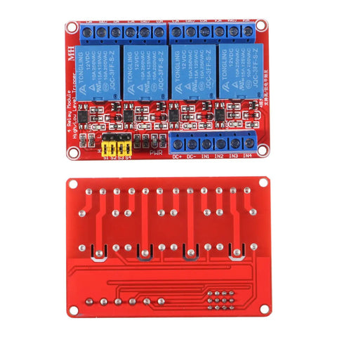 Four Channel 12V Relay Module With Opto Isolation And High And Low Level Trigger Independent Relays for Arduino Raspberry Pi