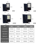JUDYSSY Courtyard Light Solar Lights Outdoor Garden Led Solar Street Flood Lights dimensions and specifications chart.