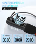 Smart Jump Rope With Counter For Quick Cardio Burn App Data Analysis lightweight skipping rope showing HD night vision LCD screen and modes