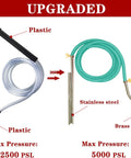 Comparison of upgraded wet sandblasting kit for pressure washers, plastic 2500 PSI vs stainless steel and brass 5000 PSI attachments.