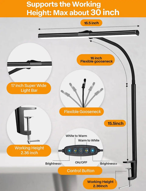 Eye Care Desk Lamp For Home Office With Flexible Gooseneck Clamp Light And Architect Task Style That Slaps 25 Lighting Modes LED