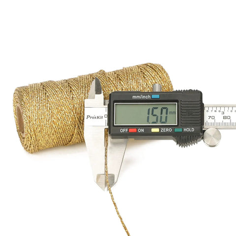 Caliper measuring Decorative Metallic Bakers String Gold Twine 110 Yards 1.5mm Inelastic Glitter String for crafting