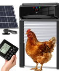 Solar Powered Roll-Up Chicken Coop Door With Remote Display, 400-Foot Wireless Monitoring, anti-pinch auto door with chicken