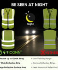 Comparison of High Visibility Reflective Safety Vest Class II Mesh Unisex Fit Breathable Yellow Vest with alternatives at night.