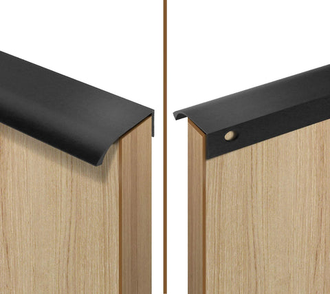 12 Piece 150mm Aluminum Concealed Finger Edge Pulls For Cabinets And Drawers With Mounting Screws Black Finish close-up view.