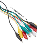 Pro Grade Test Lead And Alligator Clip Set With 20.5 Inch 22 AWG Wires, Five Color Colorway Green White Black Yellow Red, Nickel Plated Clips With PVC Insulators And Heavy Duty Springs, 2 Pack 20.5-inch multicolor test leads with PVC-insulated clips
