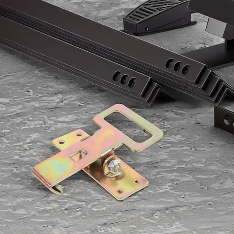 Heavy Duty Sofa Position Buckles For Couch And Furniture, Iron Connecting Hardware with visible golden finish on concrete surface