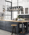 6 Light Chandelier For Dining Room And Kitchen Island Pendant Light In Black Rustic Industrial Style With Adjustable Height