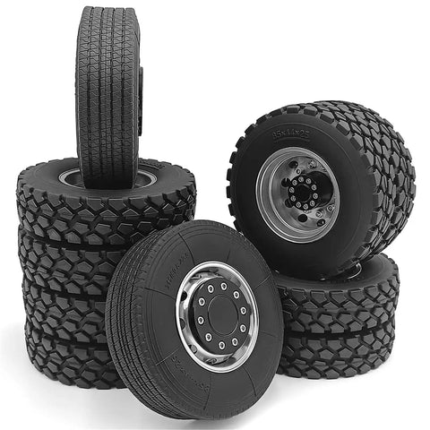 RC Car Repair Kit For One Fourteen Scale RC Tractor Truck And Trailer With Durable Wear Resistant Tires And Rims Set