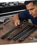 2 Sets Bottom Mount Drawer Slides Iron Soft Close Cabinet Rails For Kitchen Dresser Office Heavy Duty Glide Hardware With Smooth Quiet Operation Durable Steel Construction For Long Lasting Use With Quiet Smooth Glide System, black steel slide rails on workbench