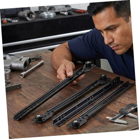 2 Sets Bottom Mount Drawer Slides Iron Soft Close Cabinet Rails For Kitchen Dresser Office Heavy Duty Glide Hardware With Smooth Quiet Operation Durable Steel Construction For Long Lasting Use With Quiet Smooth Glide System, black steel slide rails on workbench