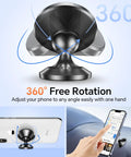 360-degree view of 2 Pack Magnetic Phone Holder For Car Dashboard With Strong Magnet And Metal Plate Included holding a phone