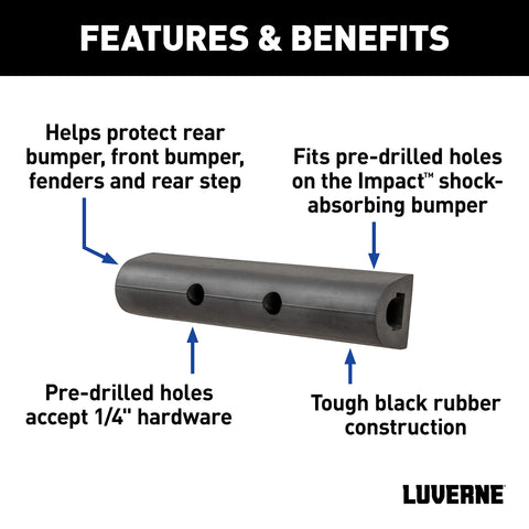 10 Inch Universal Rubber Bumper Guard Strips For Loading Docks And Work Vehicles, 3 pack, black rubber with pre-drilled holes